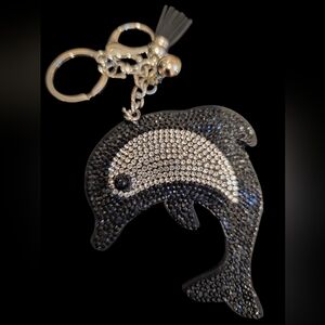 Sparkly Rhinestone Dolphin Bag Charm – Ocean Lover Keychain